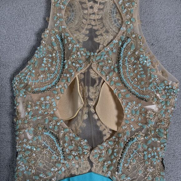 Sherri Hill Women’s‎ Size 2 Dress Illusion Bodice Nude Mesh Tulle Beaded Gown - Picture 16 of 16